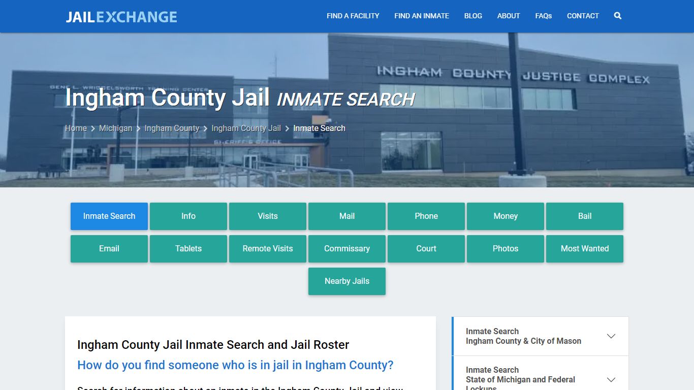Ingham County Jail Inmate Search - Jail Exchange